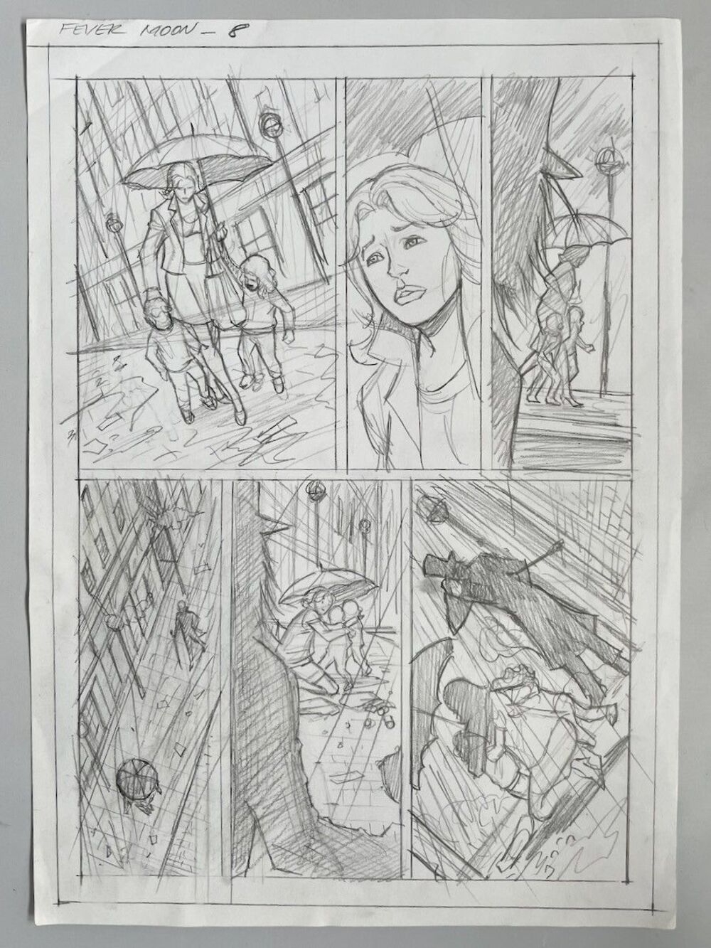 Al Rio Fever Moon p8 Original Comic Art Prelim 8.5x11 Paper, Karen Marie Moning
